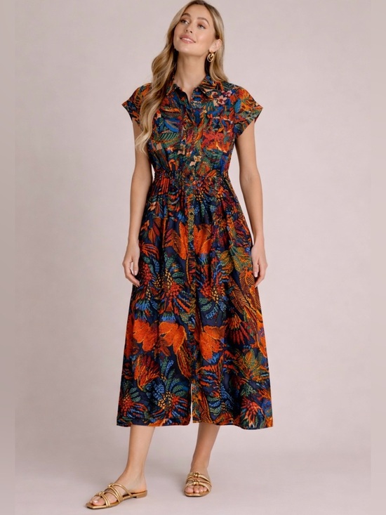 Live 4 Truth Dresses & Skirts - Live 4 Truth Navy Tropical Midi Shirt Dress~Button-Up Resort Duster Style ~ XL